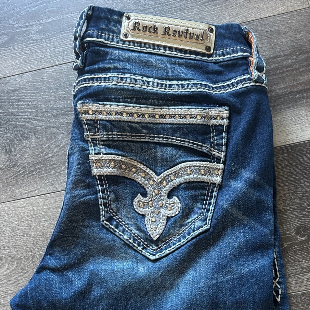 Rock Revival Dark Blue Embellished Women's Jeans